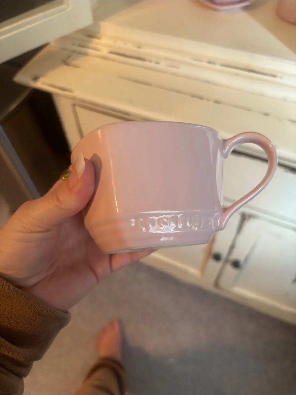 Le Creuset Pink Heart Ceramic Teacup and Saucer Set - 2 Piece